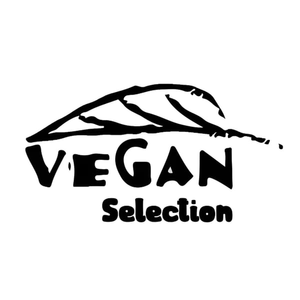 Black and white logo with "VEGAN Selection" text and a stylized mountain range above.