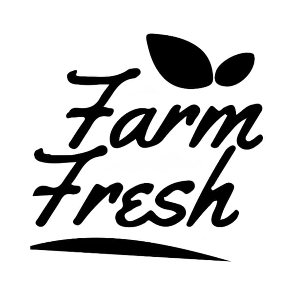 Black cursive text reads "Farm Fresh" with two leaf shapes above and a line below.